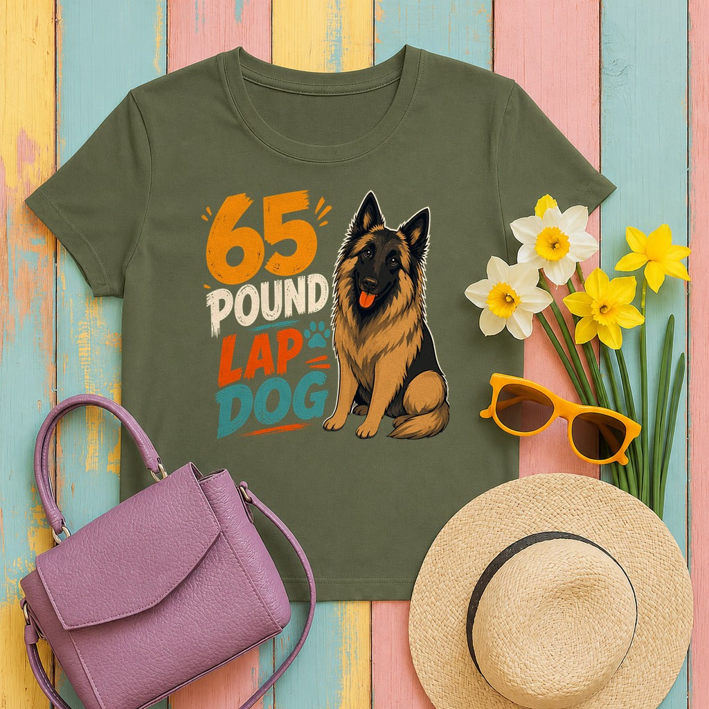 65 Pound Lap Dog Tervuren T-Shirt in Military Green