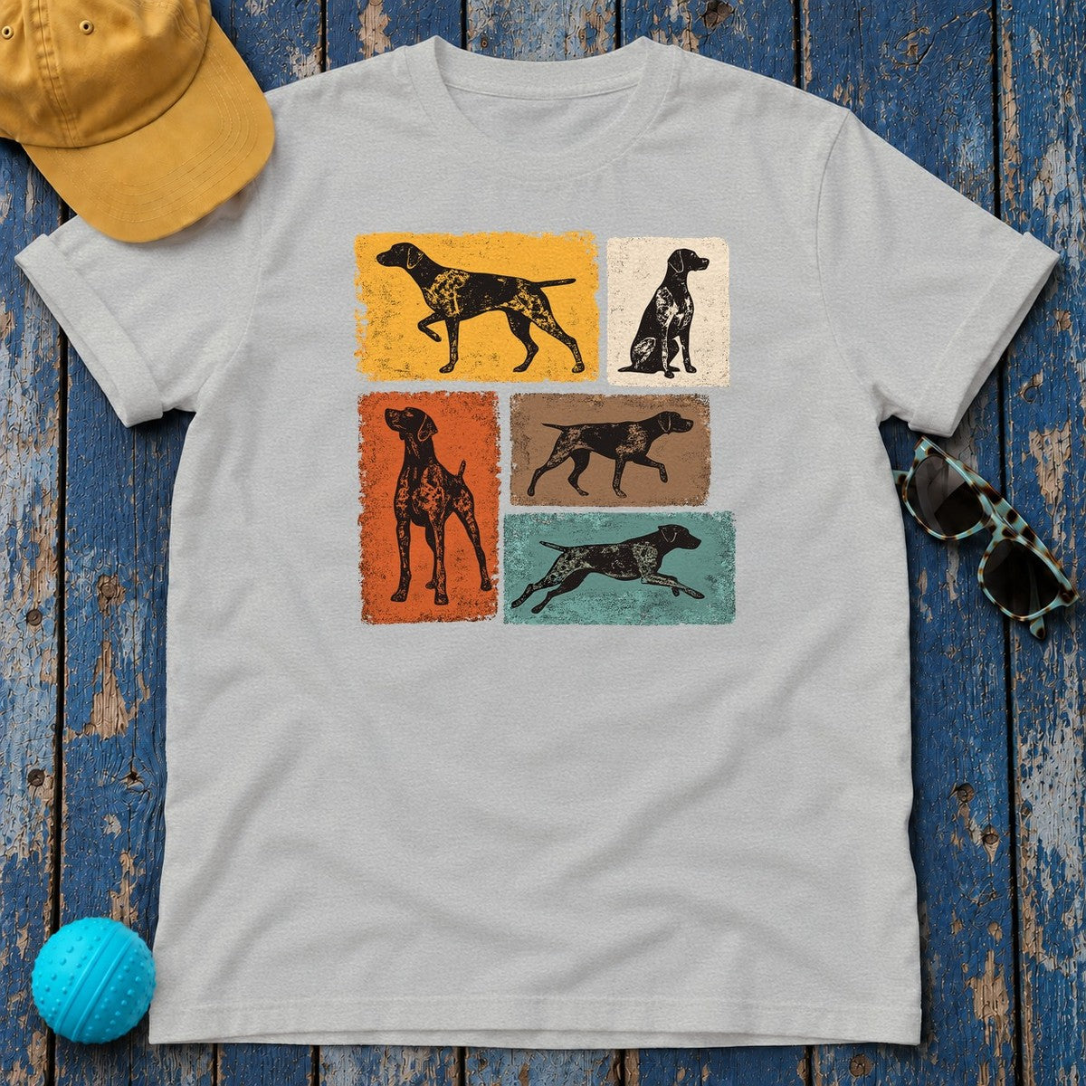 Heritage Pointer Dog Silhouettes T-Shirt in Sport Grey