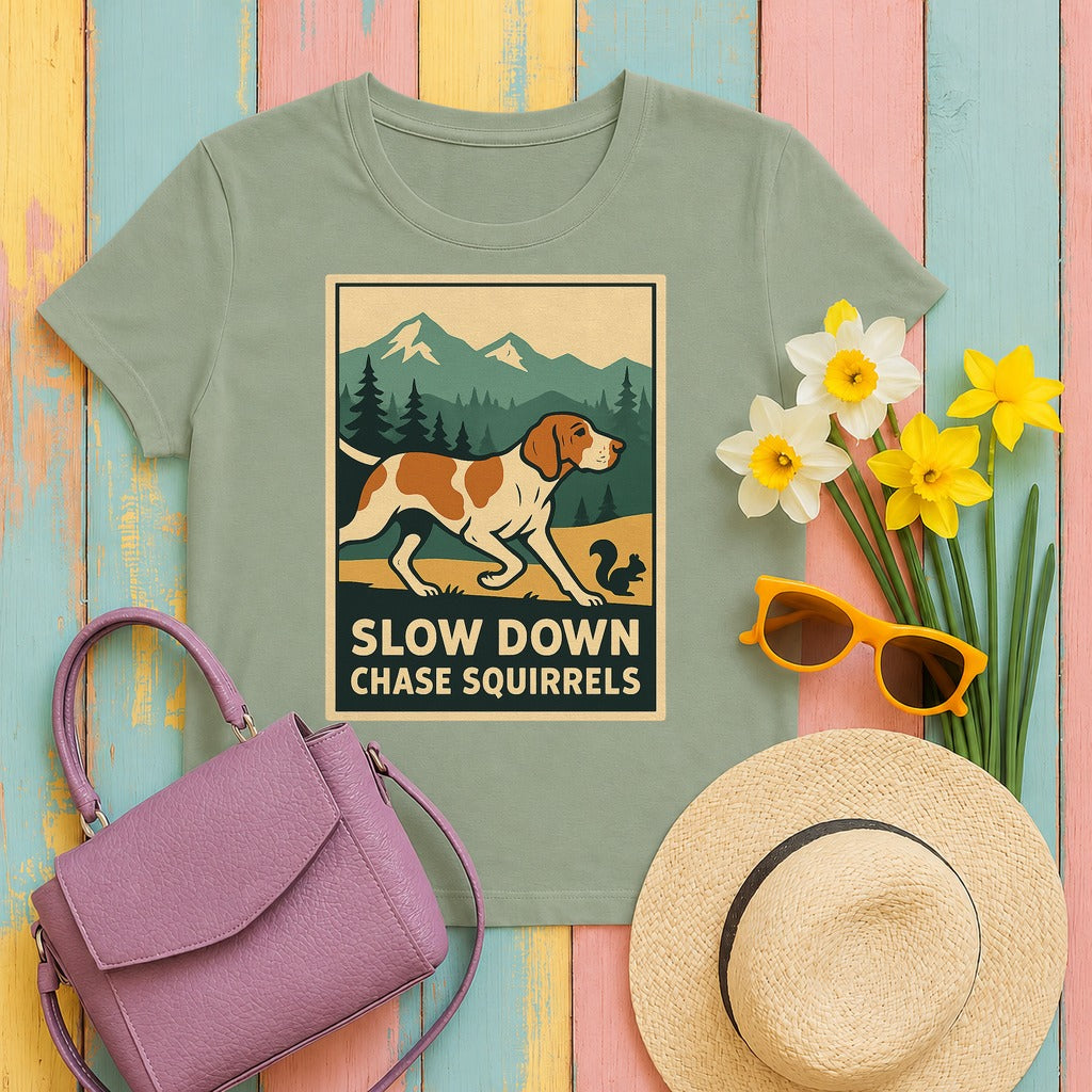 Bracco Italiano Chase Squirrels Tee in Sage