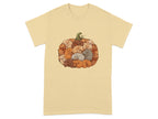Cute Sleeping Dogs Pumpkin Design Graphic Tee