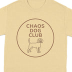 T-shirt with circle logo featuring "Chaos Dog Club" text and a beagle.