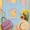 Cheaper Than Therapy Golden Retriever T-Shirt in Light Blue