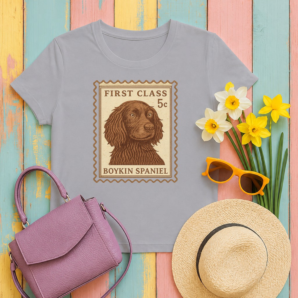 Boykin Spaniel First Class Stamp T-shirt in Athletic Heather
