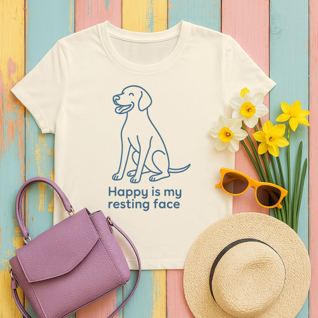 Happy Is My Resting Face - Funny Vizsla T-shirt in Natural