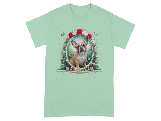 Cute French Bulldog with Floral Frame T-shirt product