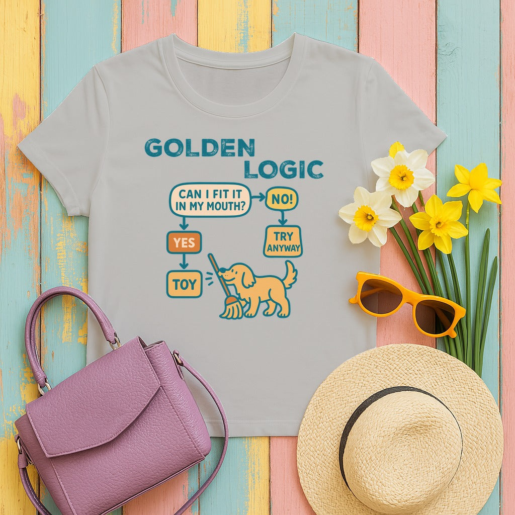 Golden Retriever Logic Tshirt in Ash