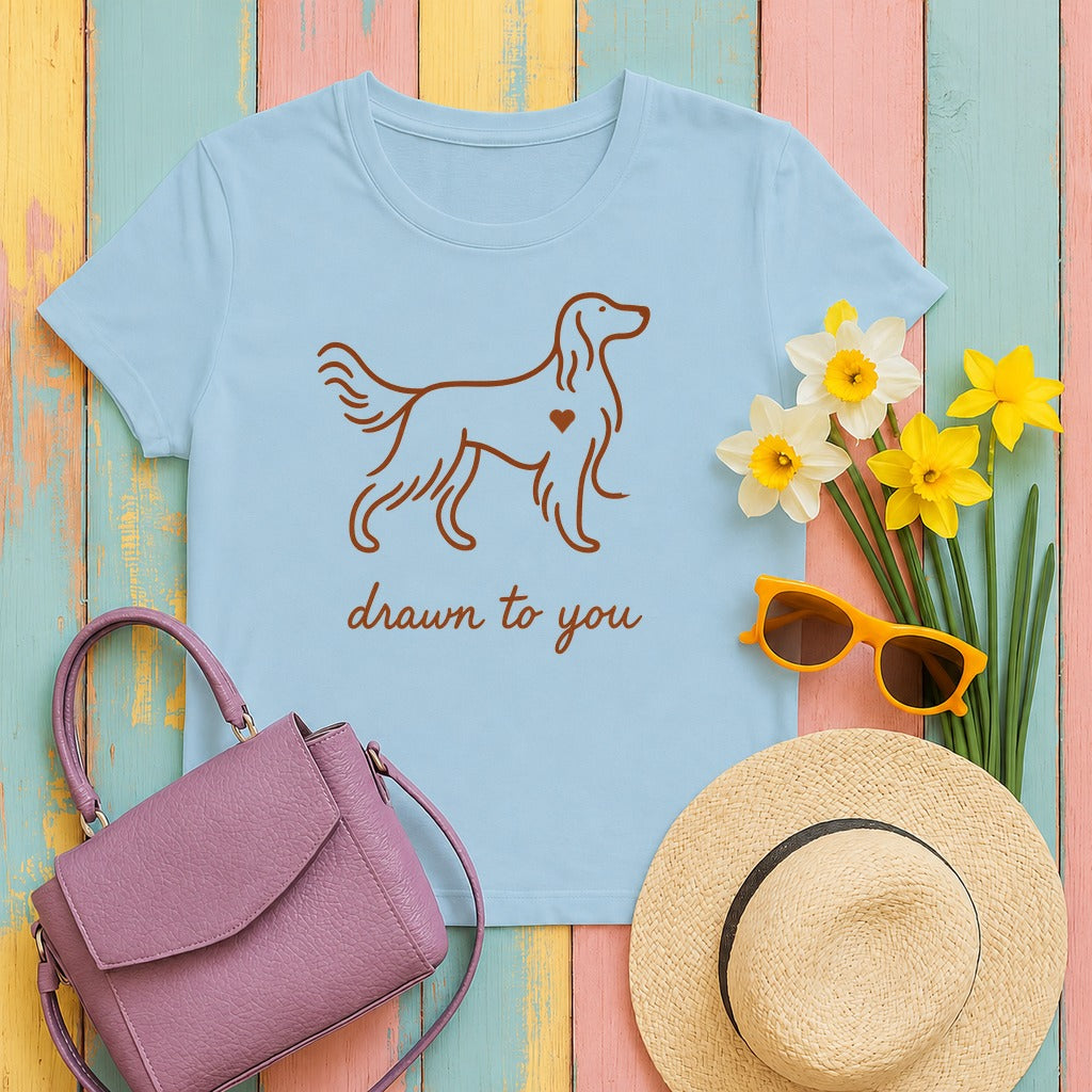 Irish Setter Drawn to You Line Art T-shirt in Light Blue
