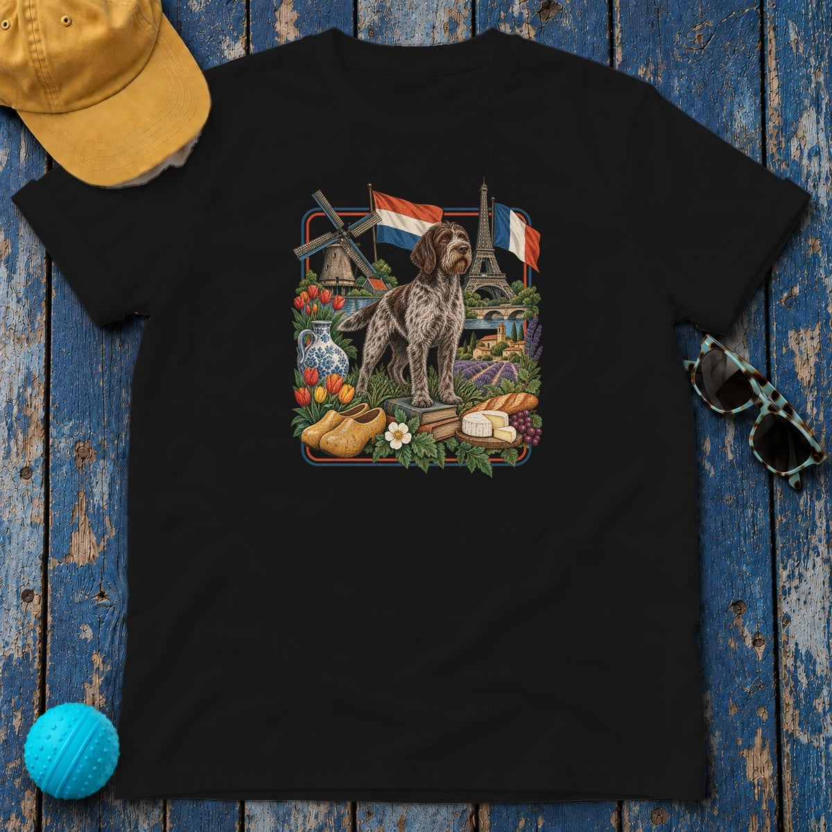 Wirehaired Pointing Griffon Heritage T-Shirt in Black