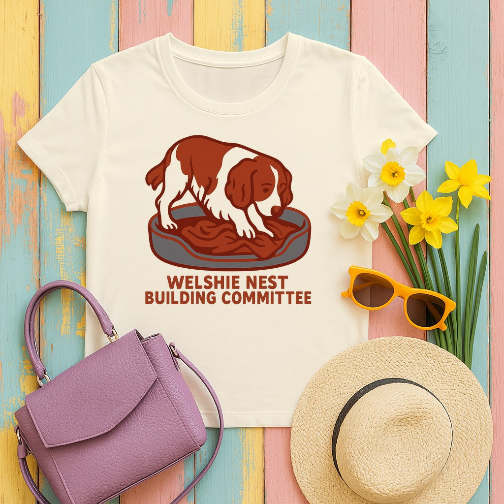 Welsh Springer Spaniel Nest Building Committee T-shirt in Natural