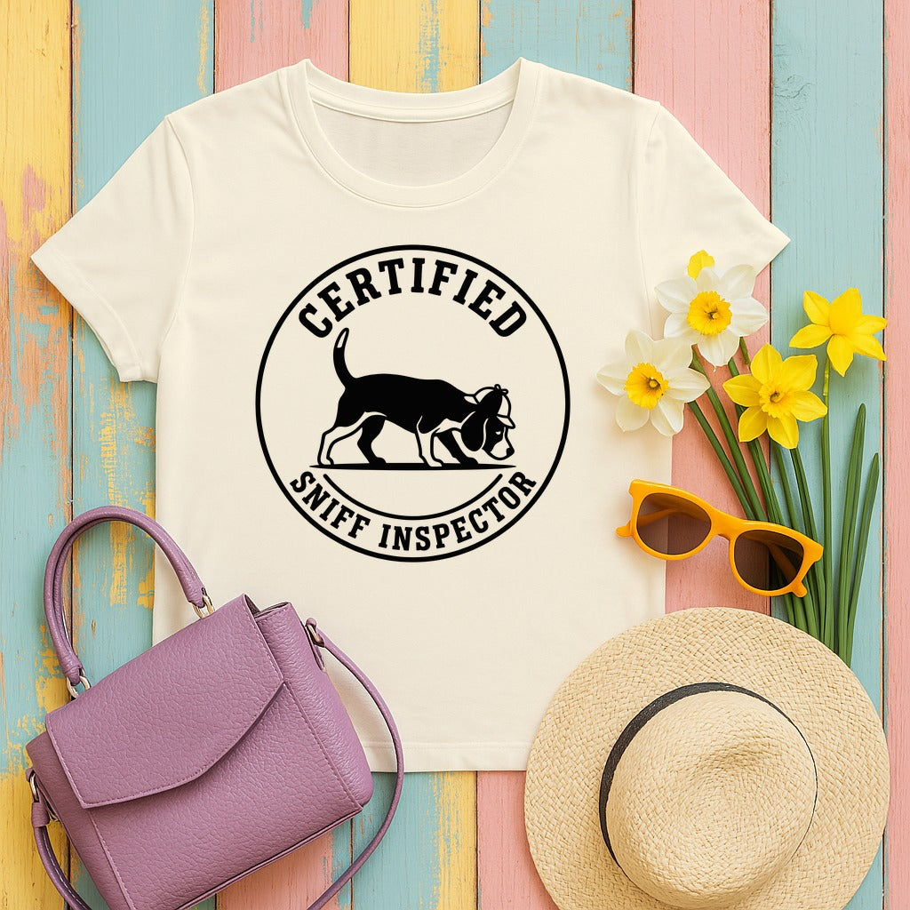 Certified Sniff Inspector Beagle T-Shirt in Natural