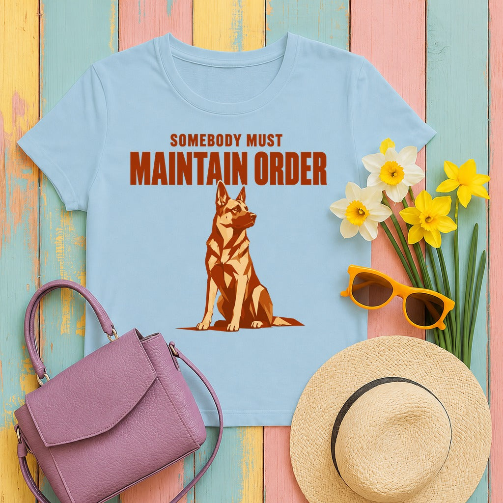 The Order Keeper German Shepherd T-Shirt in Light Blue