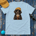 Engraved Labrador Iced Coffee T-Shirt — Light Blue