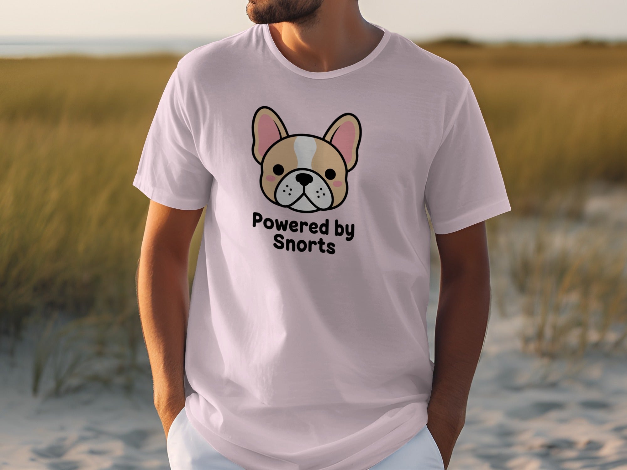 Powered by Snorts Adorable Cartoon Dog T-shirt