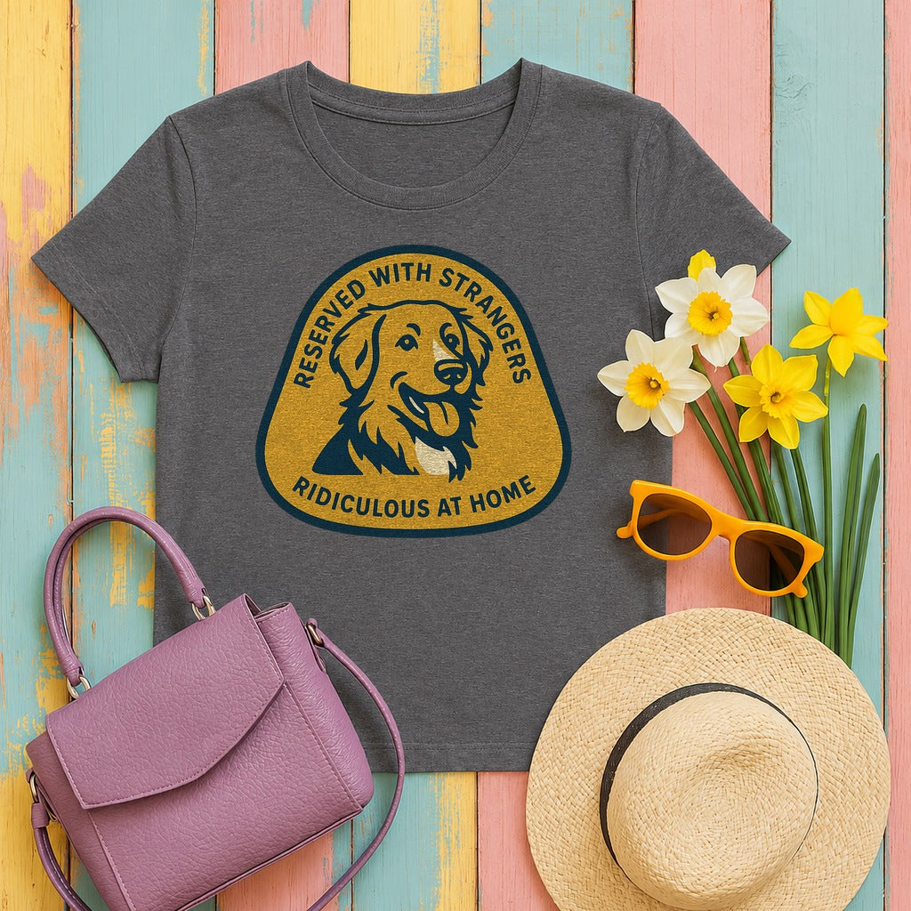 Nova Scotia Duck Tolling Retriever Reserved With Strangers T-shirt in Dark Grey Heather