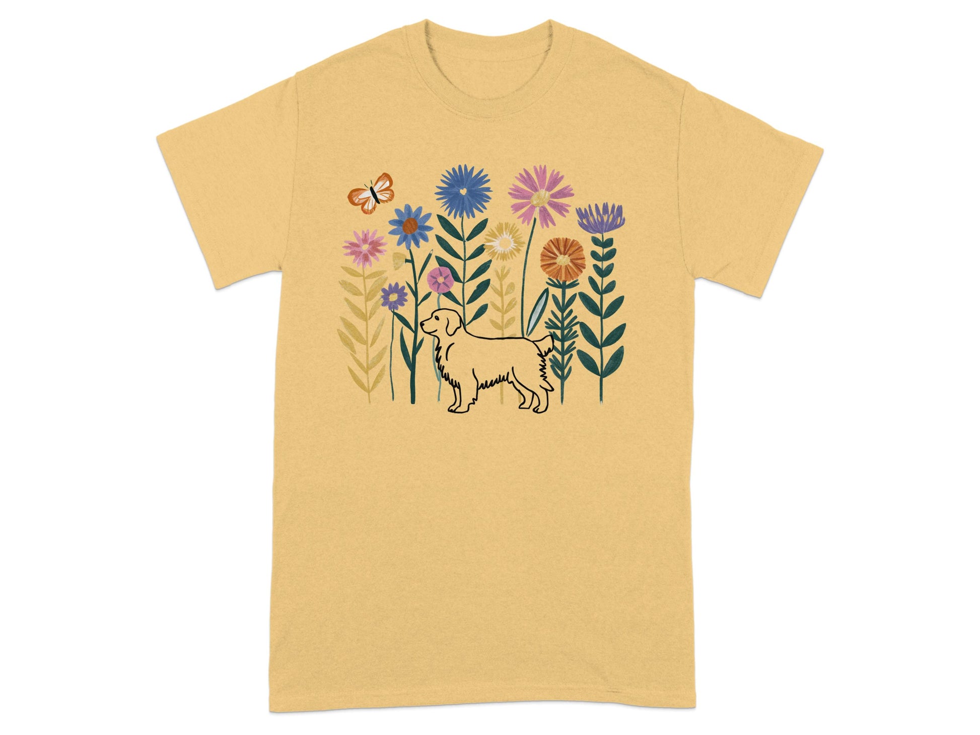 Floral Dog and Butterfly Graphic T-Shirt product