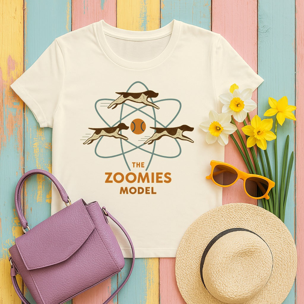 German Shorthaired Pointer Zoomies Atomic Model T-shirt in Natural