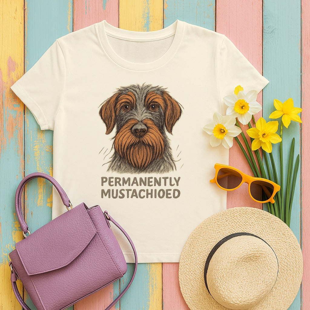 Wirehaired Pointing Griffon Permanently Mustachioed T-shirt in Natural