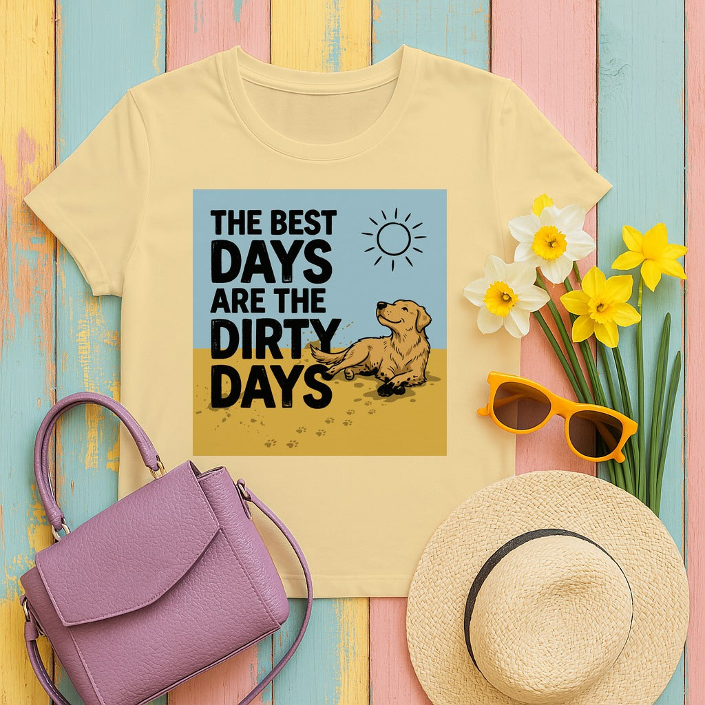 Dirty Days Golden Retriever T-Shirt in Yellow Haze