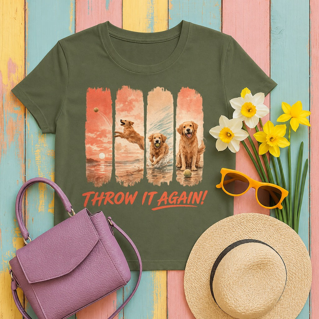 Golden Playtime Beach T-Shirt in Military Green