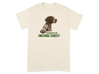 Cream t-shirt with German Shorthaired Pointer and "Touching You For Emotional Stability" text.