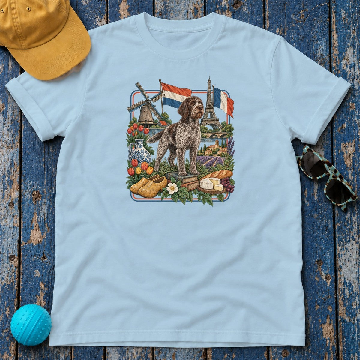 Wirehaired Pointing Griffon Heritage T-Shirt in Light Blue