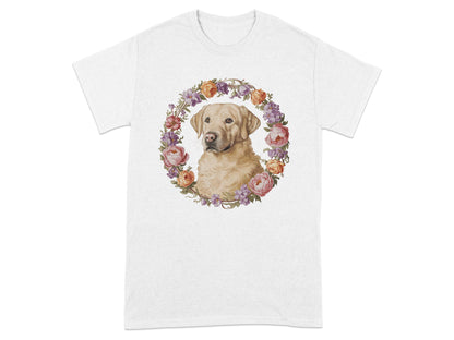 Adorable Labrador Surrounded by Flowers Graphic t-shirt product type