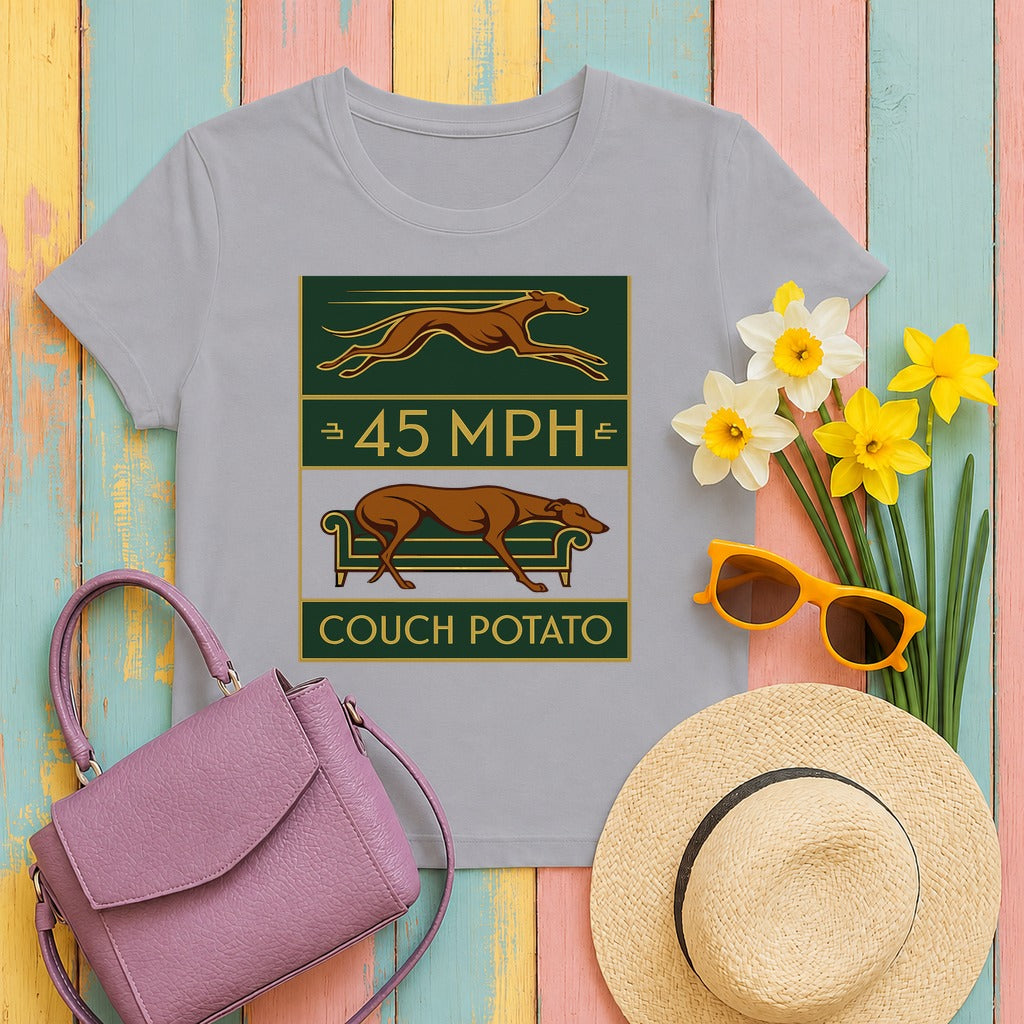 Greyhound 45 MPH Couch Potato Tee in Athletic Heather