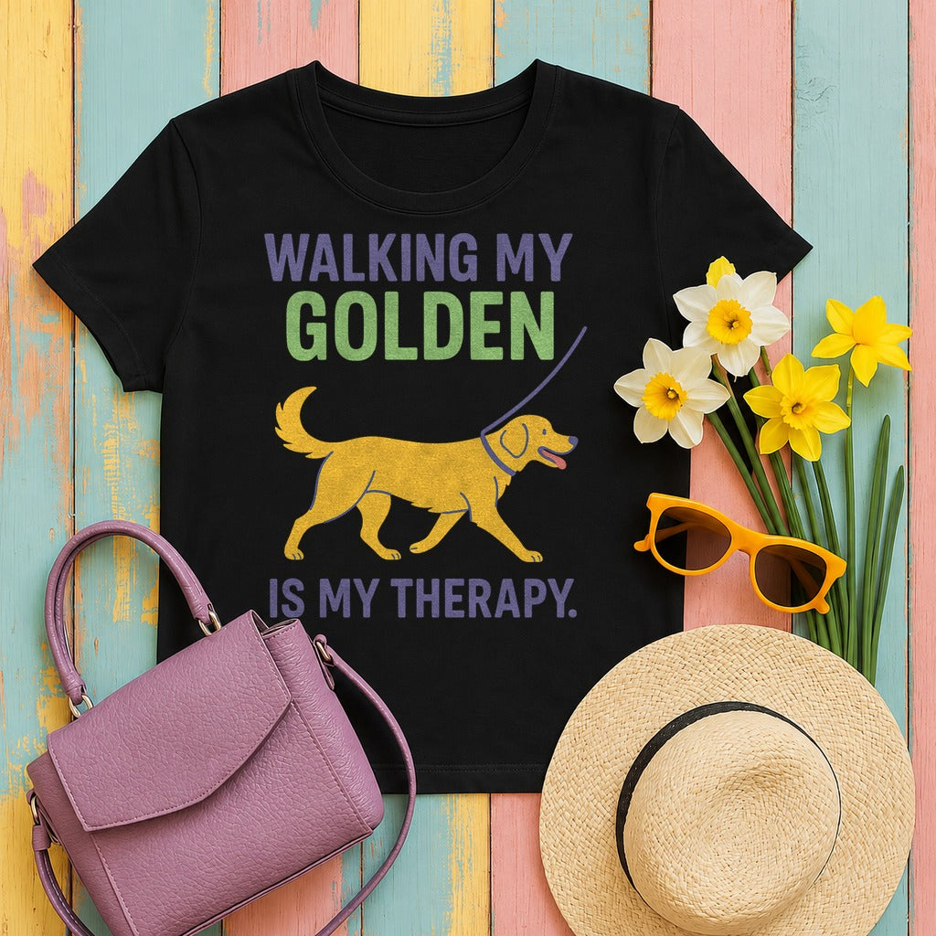 Walking My Golden T-Shirt in Black