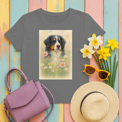 Beautiful Floral Bernese Mountain Dog Design T-Shirt product
