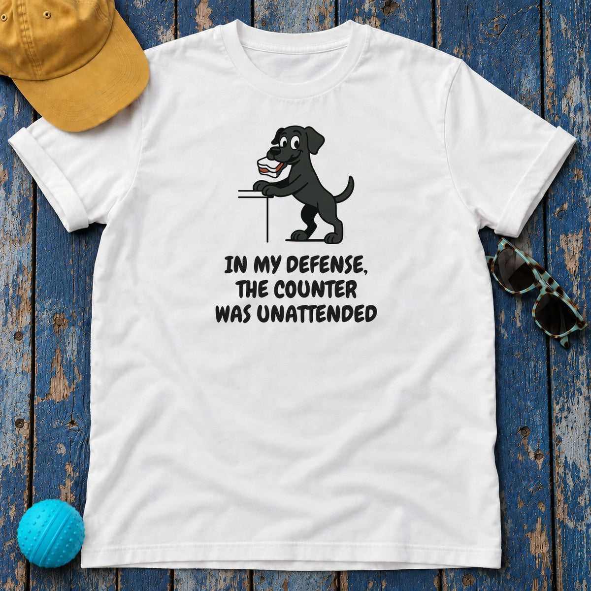 Black Labrador Counter Was Unattended Tee in White