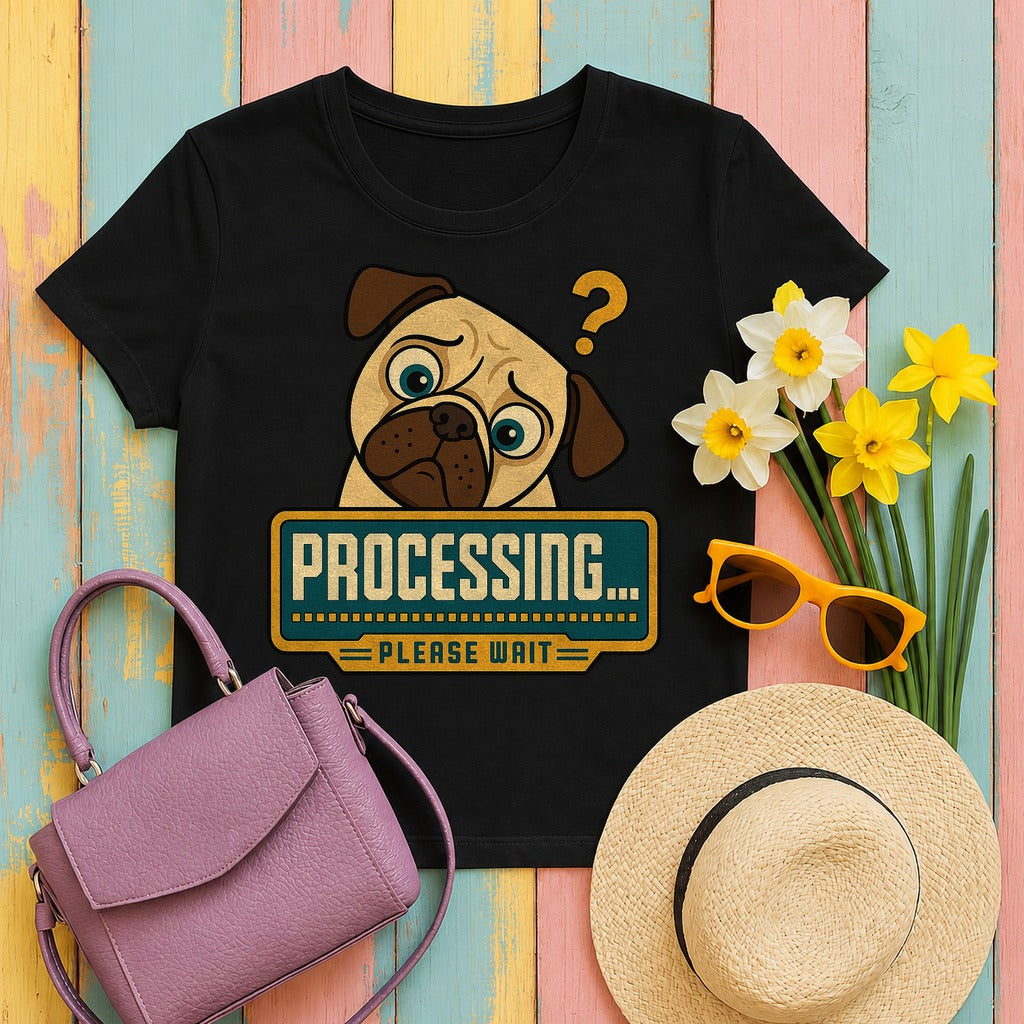 The Processing Pug T-Shirt in Black