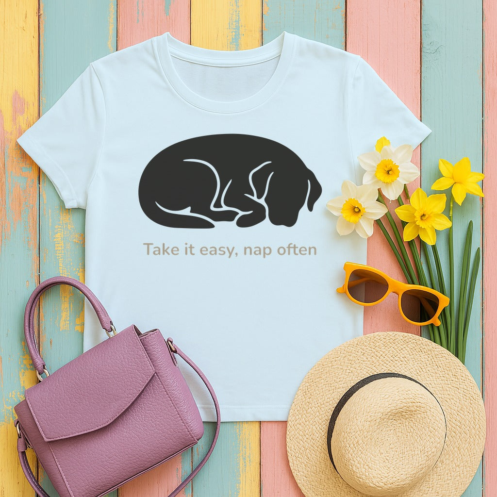 Take it Easy Vizsla T-Shirt in Chambray