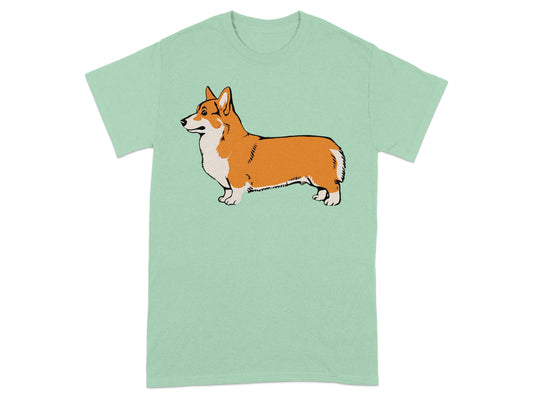 Welsh Corgi Drawing Green Graphic T-Shirt product