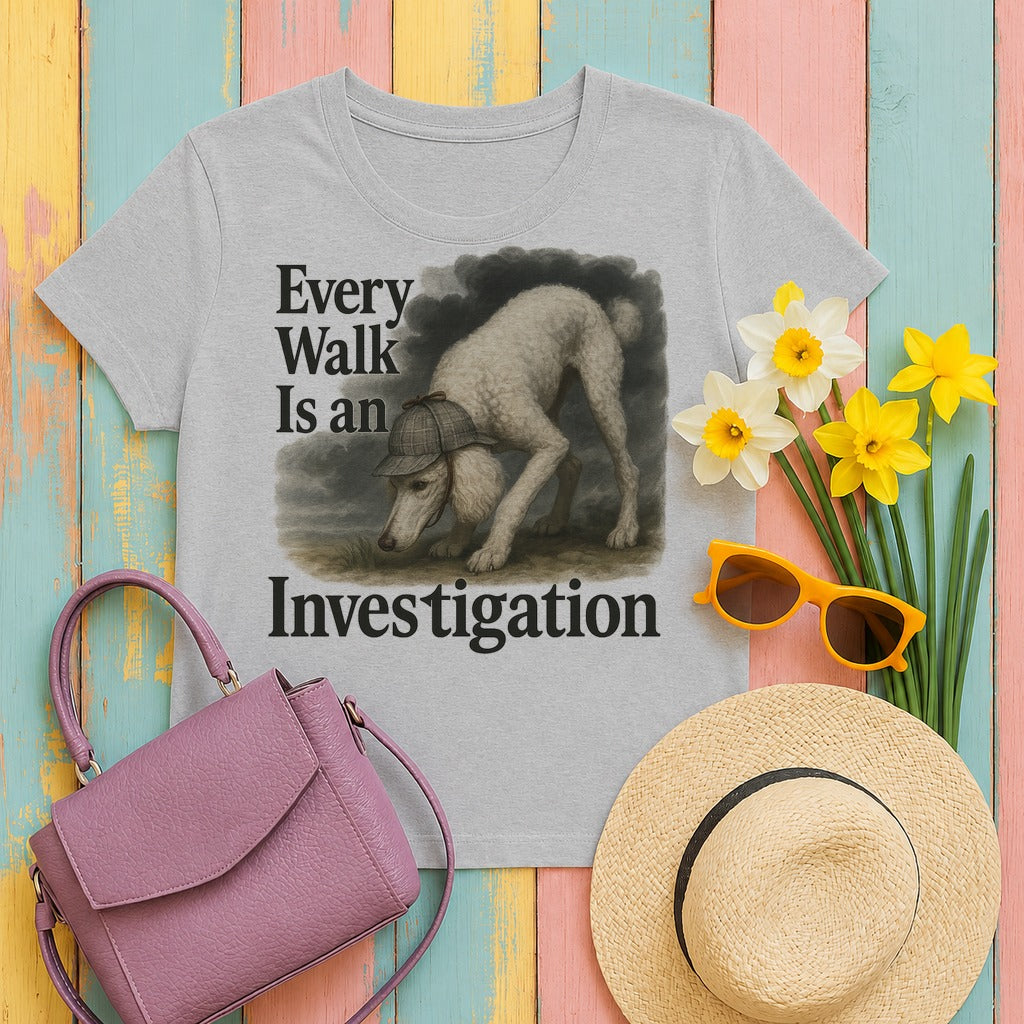 w4hero every-walk-is-an-investigation-poodle-t-shirt tee flat lay hero v8