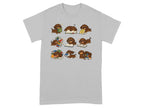 Cute dachshunds interacting with books in various playful poses and settings.