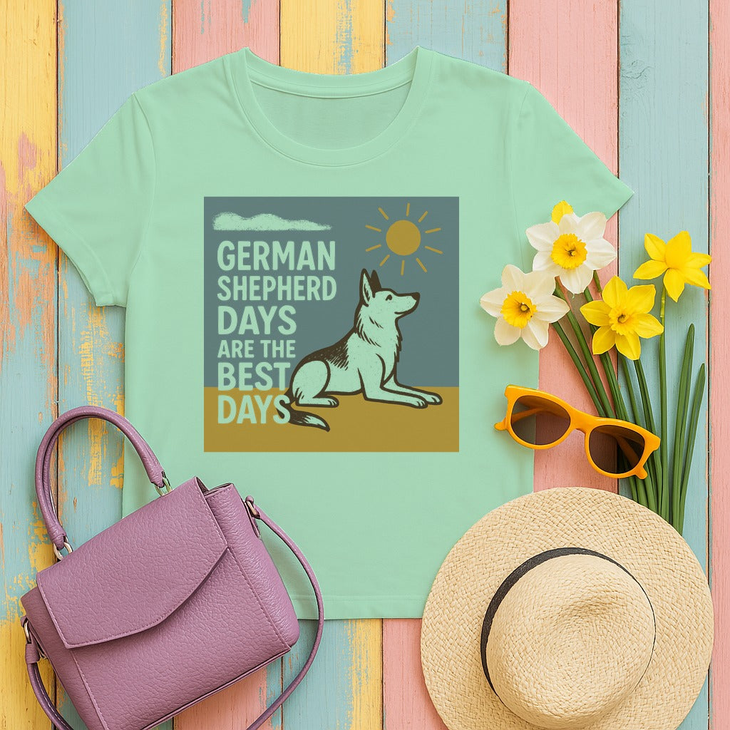 German Shepherd Days Premium Graphic T-Shirt in Mint Green