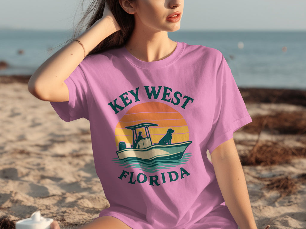 Key West Florida Fishing Boat Graphic T-Shirt product type