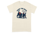 Boston terrier illustration with text "TRUST THE NOSE" on a cream t-shirt.