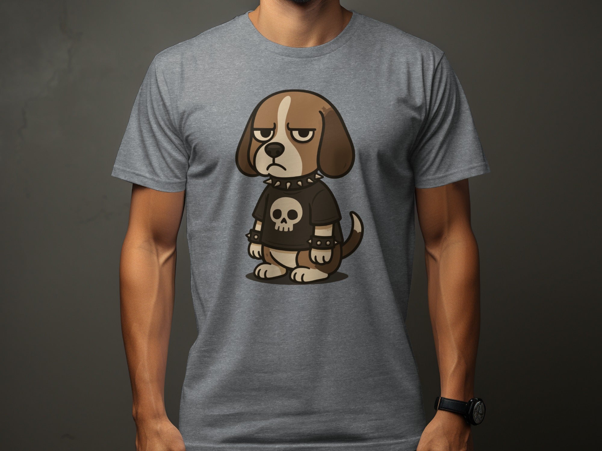 Grumpy Punk Dog Graphic T-Shirt Bulldog Design