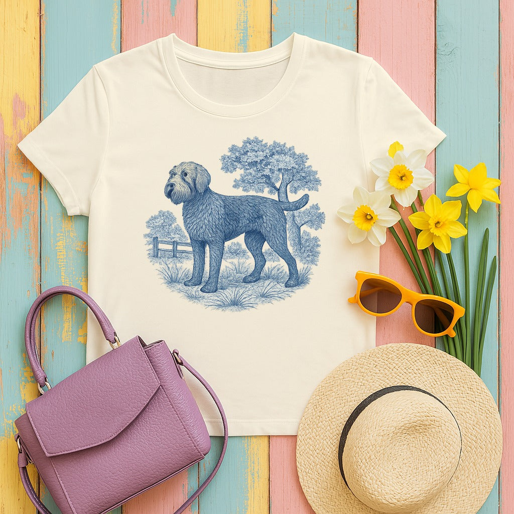 Wirehaired Pointing Griffon Toile de Jouy T-shirt in Natural