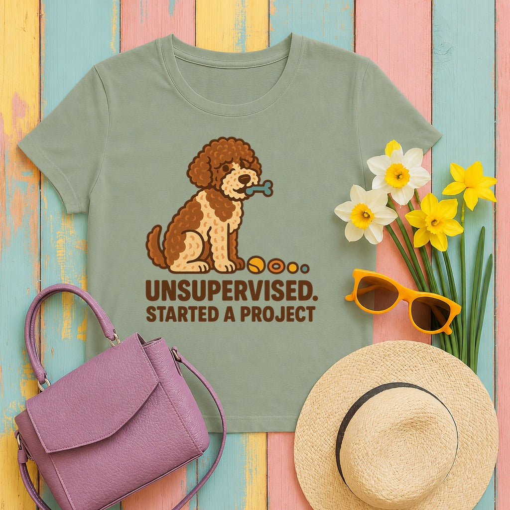 Lagotto Unsupervised Started a Project Tee in Sage