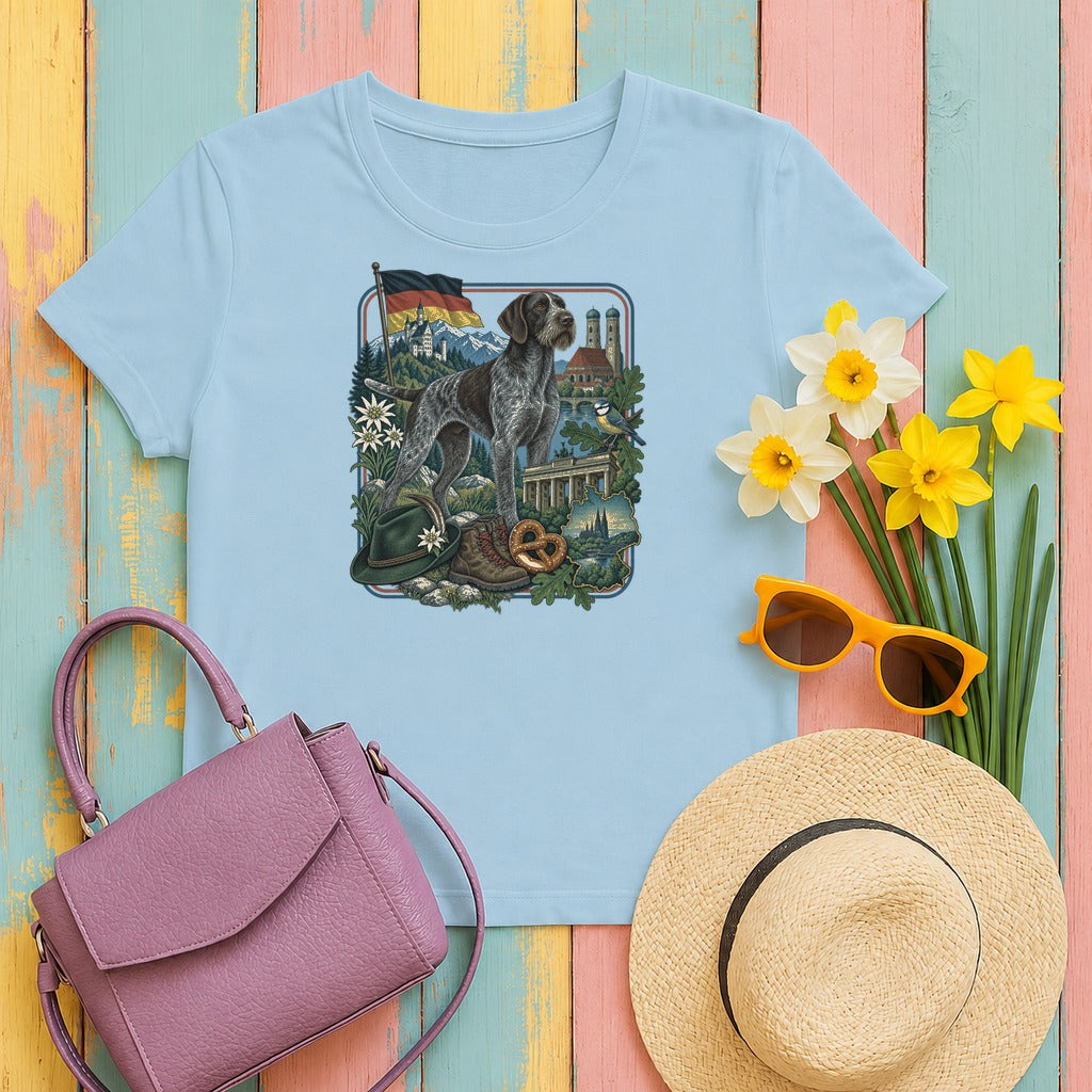 German Wirehaired Pointer Germany Heritage tee, Light Blue