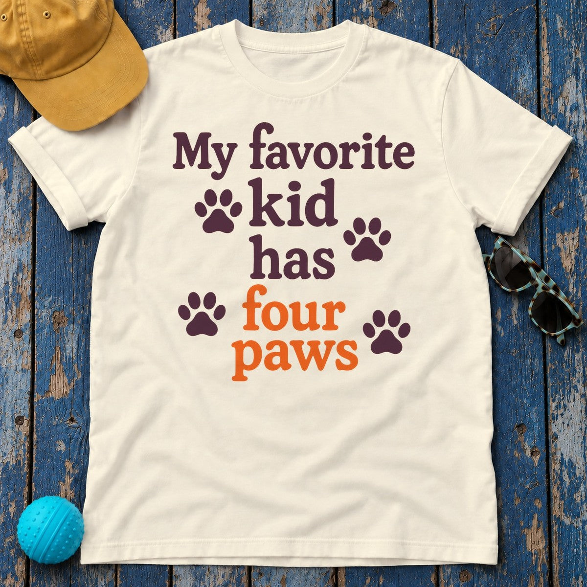 My Favorite Kid Has Four Paws T-Shirt in Natural