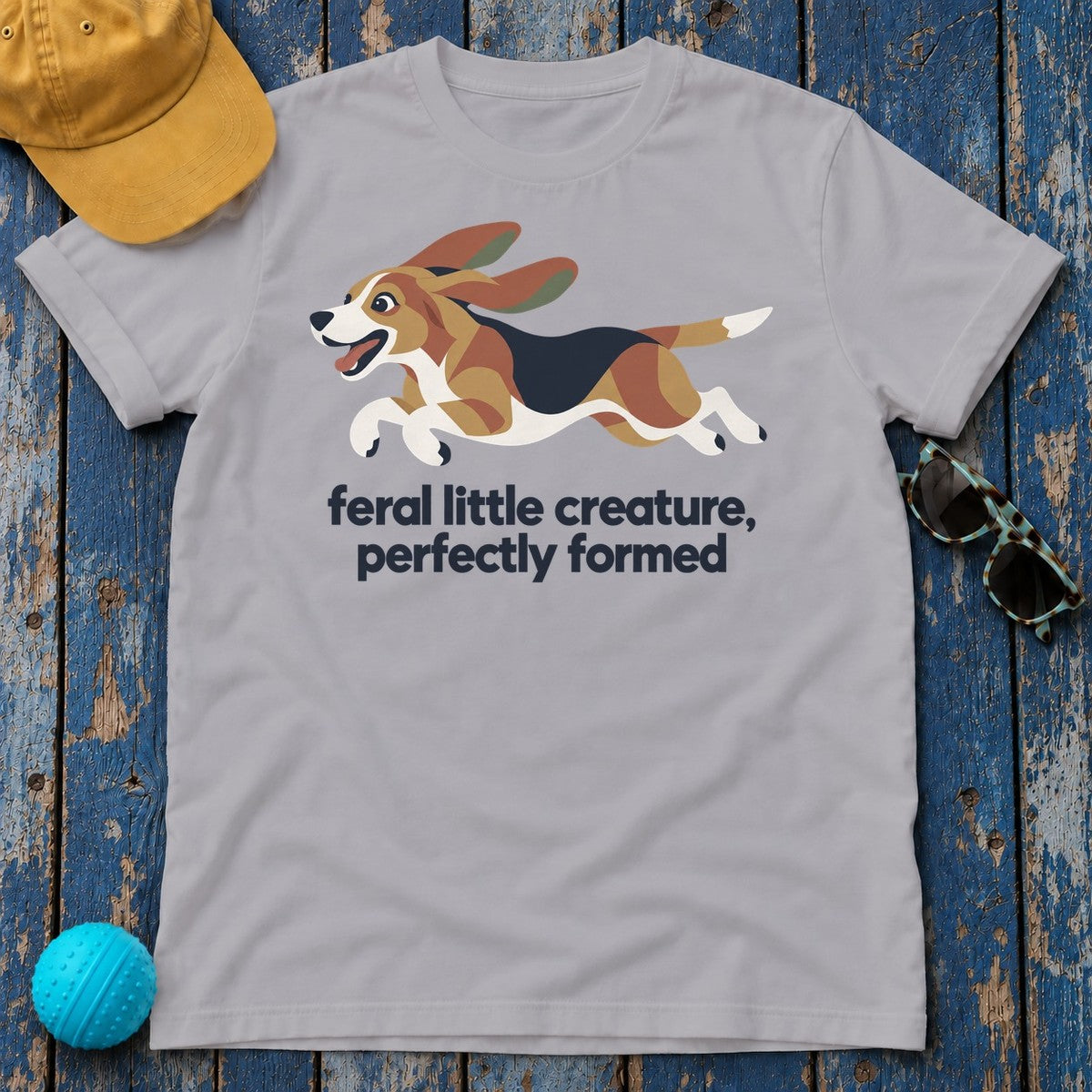 Feral Little Creature Perfectly Formed Running Beagle T-Shirt in Athletic Heather