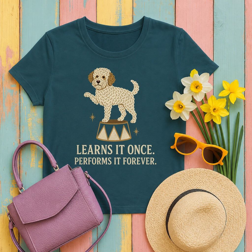 Lagotto Learns It Once Tee in Heather Deep Teal