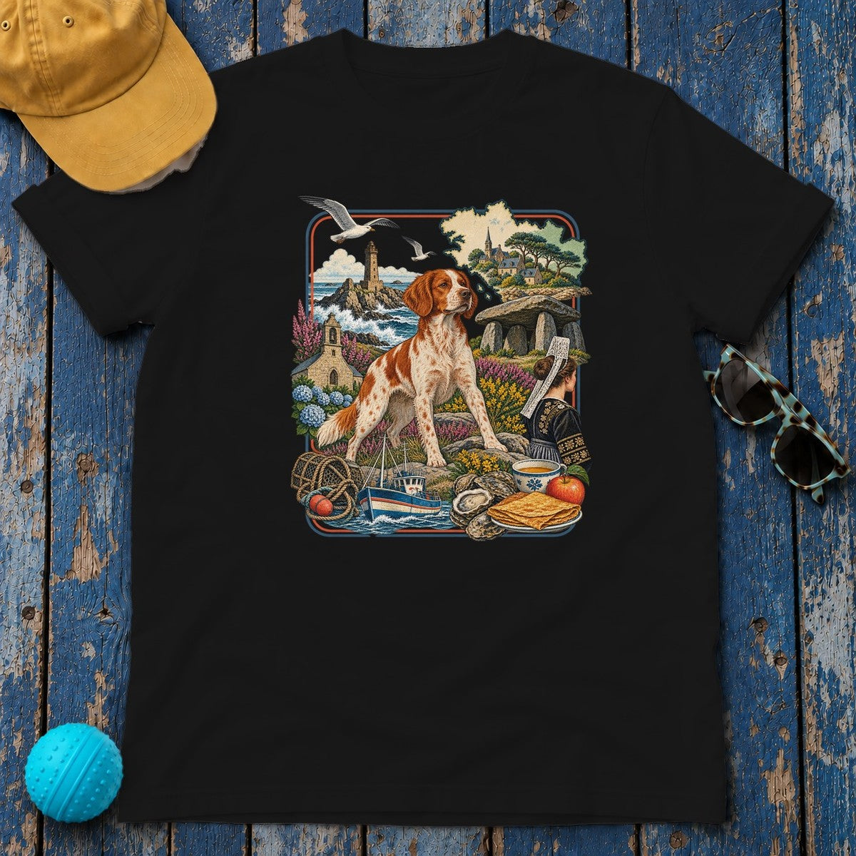 Brittany France Heritage T-Shirt in Black