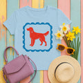 A Red Gordon Setter in Blue Frame Graphic T-Shirt in Light Blue