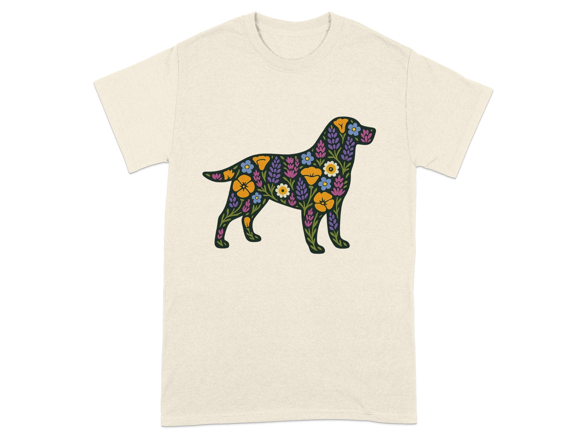 Labrador with Colorful Floral Design T-Shirt product type