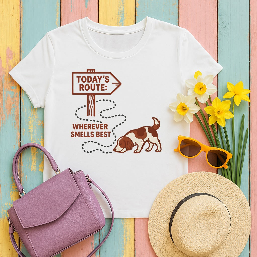 Welsh Springer Spaniel Today's Route T-shirt in White