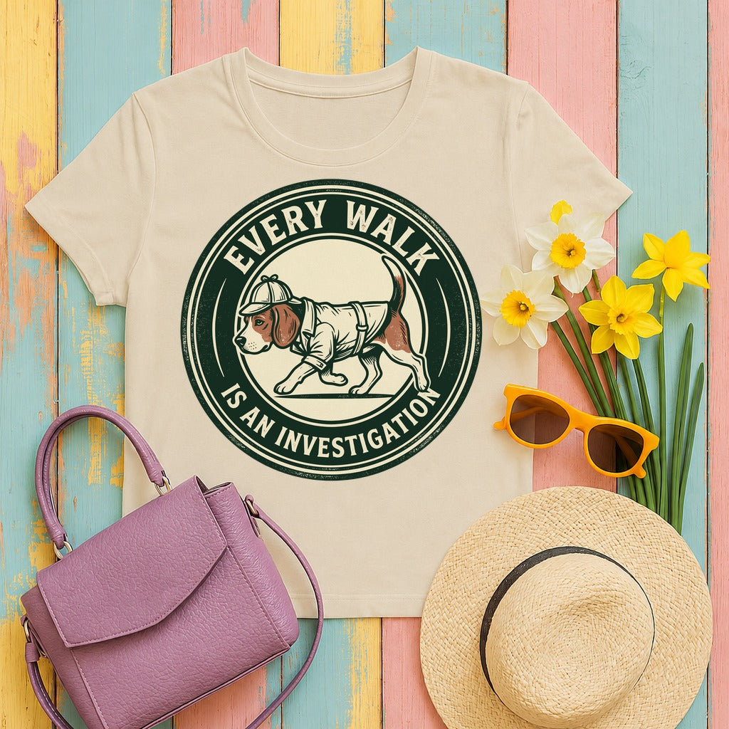 Every Walk: Canine Detective Beagle T-Shirt in Sand